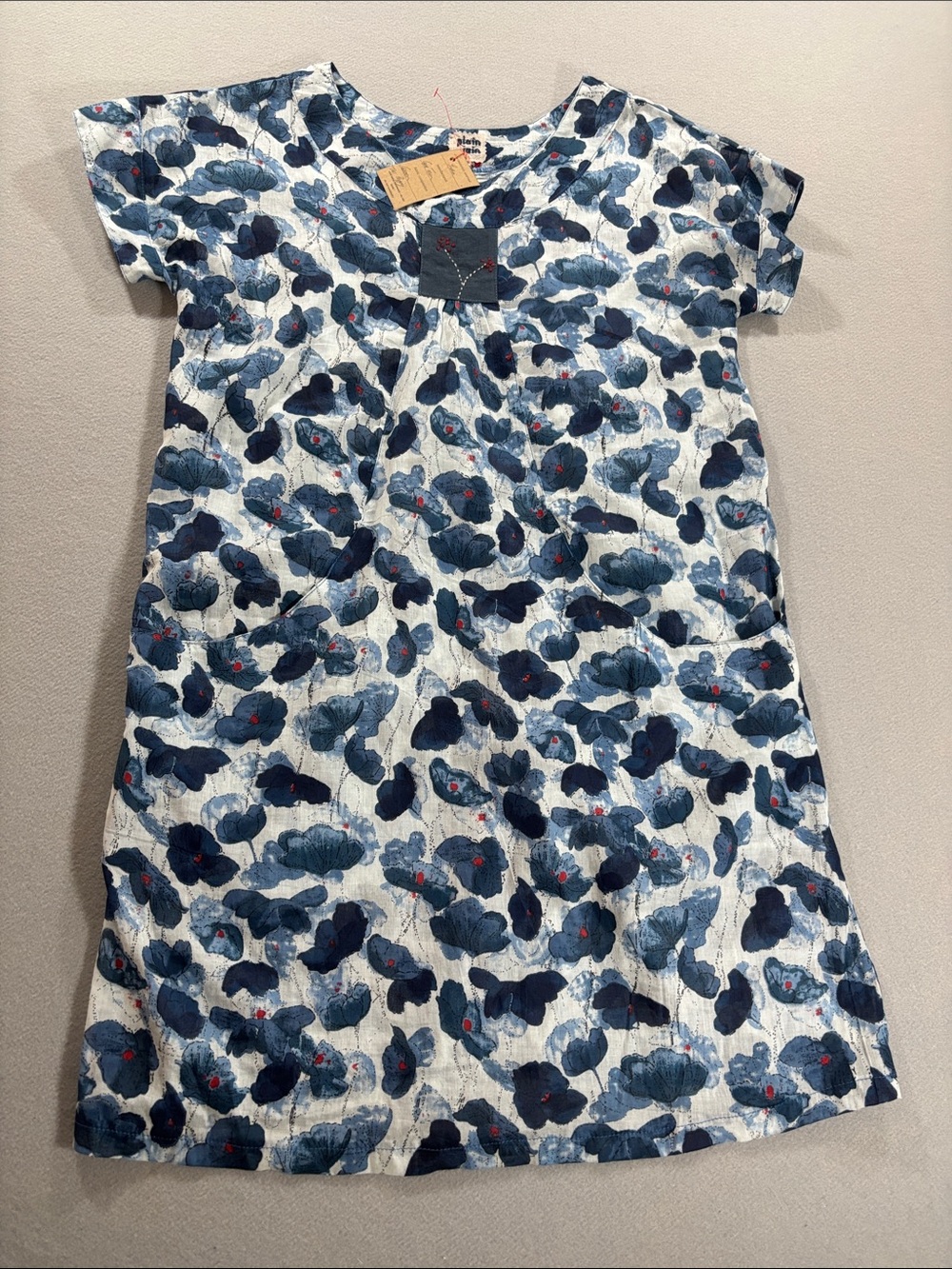 Blue Floral tunic Dress for Women -India block print cotton
